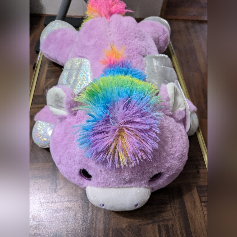 Huggapals Plush Unicorn with Rainbow Mane